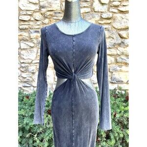AnM Grey Long Sleeve Cut Out Maxi Dress Small